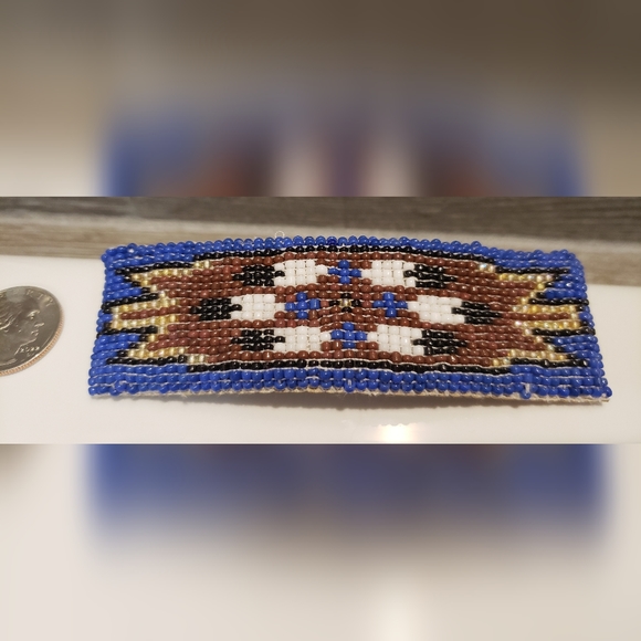 Rectangular Native American Style Beaded Barrette - Picture 2 of 3